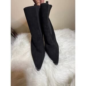 Black Stiletto Heel Pointed Toe Ankle Boots Size 9